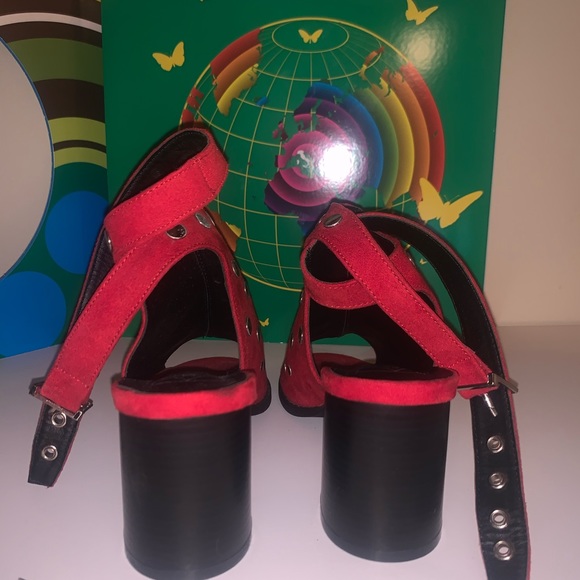 Statement Suede Studded Red Heels - Picture 4 of 5